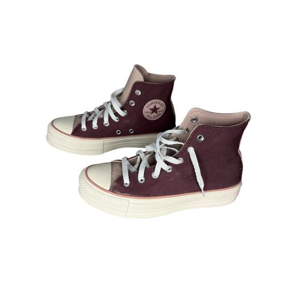 Converse Chuck Star Platform Lift Shoes A03721C Wine Mauve Egret Size 7.5 women - Picture 6 of 10